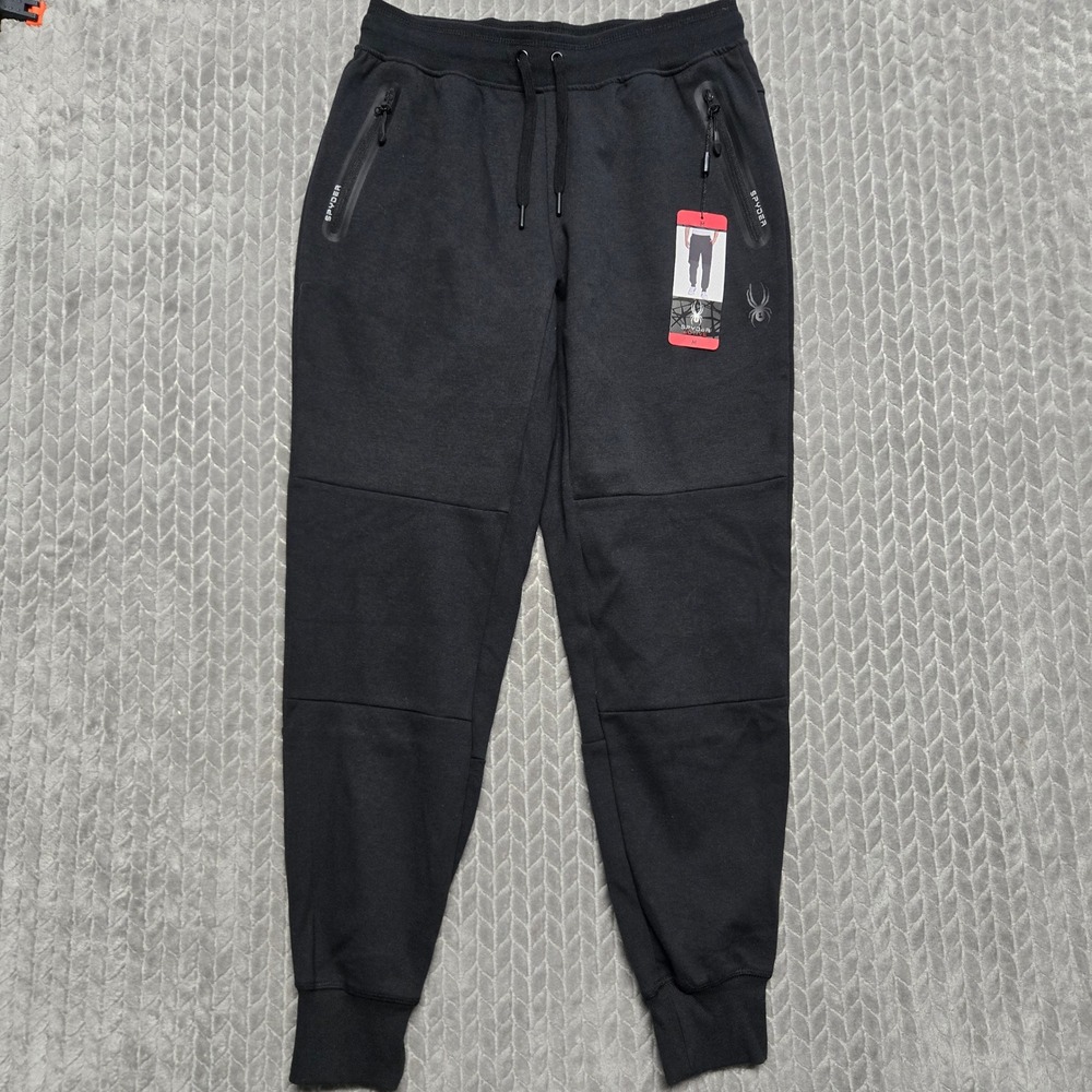 Spyder Active Mens ProW-B Joggers Blazing Black Tech Fleece Pants Medium NEW